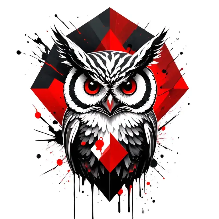 geometric owl tattoo design idea