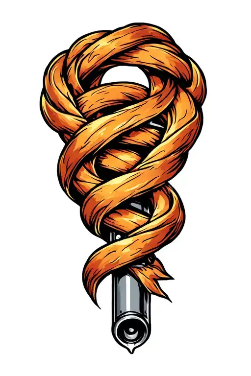 Gun barrel intertwined representing strength tattoo design idea