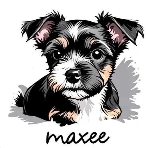 puppy with the name maxee tattoo design idea