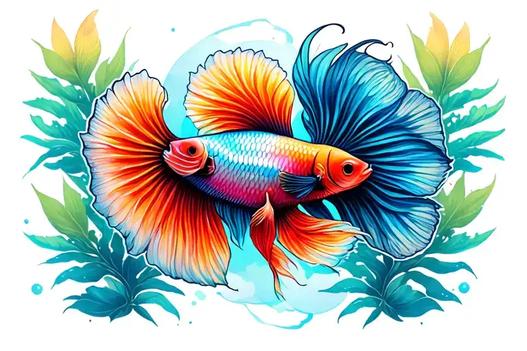 Plakat Betta fish tattoo design idea