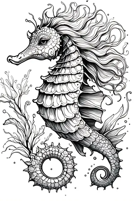seahorse mermaid tattoo design idea