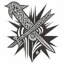 African sword tattoo design idea