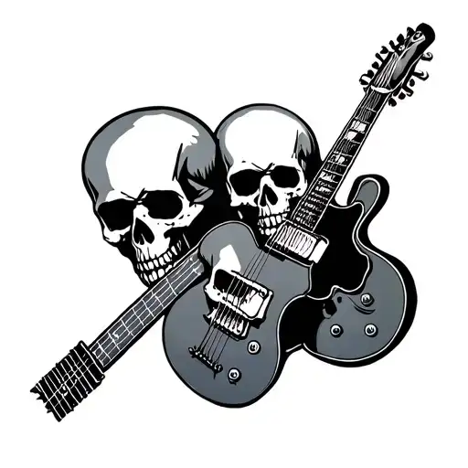 guitar skulls. tattoo design idea