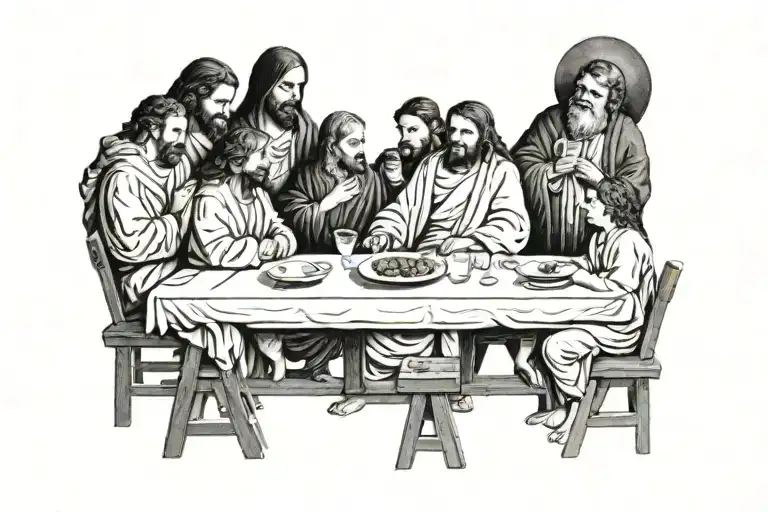 hyper realistic of the last supper tattoo black tattoo design idea