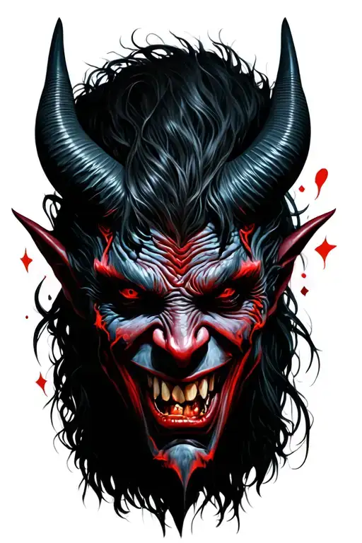 devil face tattoo design idea