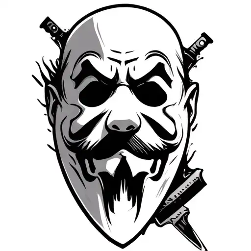 ghostface with Jason borders in the knife  tattoo design idea