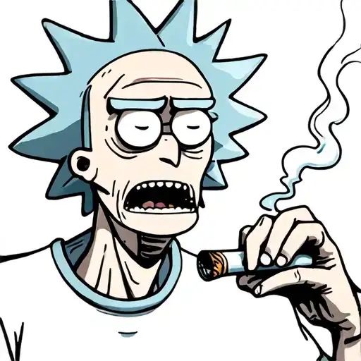 Rick and Morty smoking a joint tattoo design idea