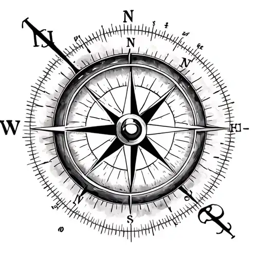 longitude latitude compass anchor eyeball tattoo design idea