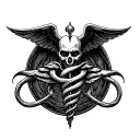 vampire caduceus intertwined symbolizing tattoo design idea