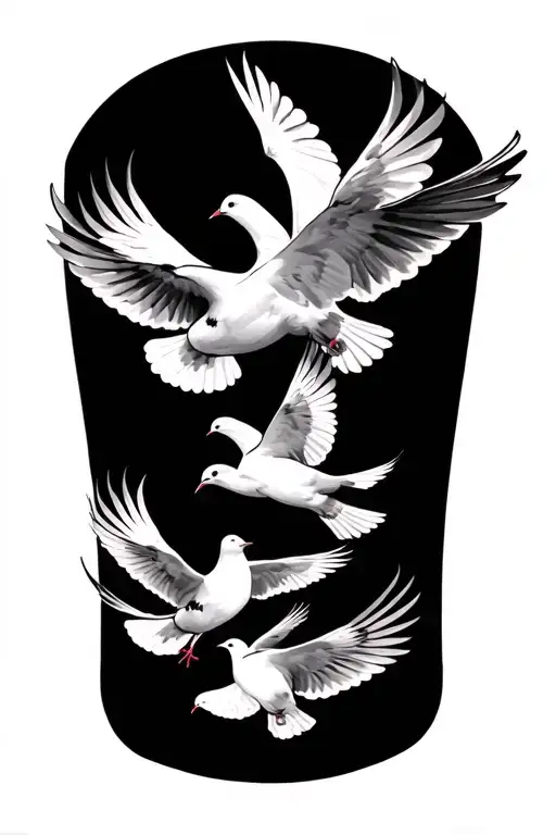 6 doves flying around forearm tattoo design idea