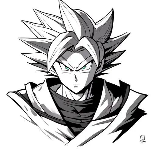 anime black and white DBZ and solo leveling tattoo design idea