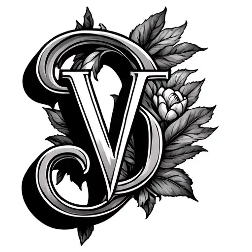 letter g and letter v letters inside tattoo design idea