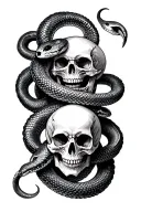 skulls surrounded by snakes tattoo design idea