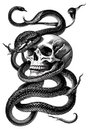 skulls surrounded by snakes tattoo design idea