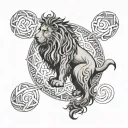 Viking and Celtic Symbolism:  Add intricate Celtic knotwork flowing around the lion for balance and interconnectedness.  tattoo design idea