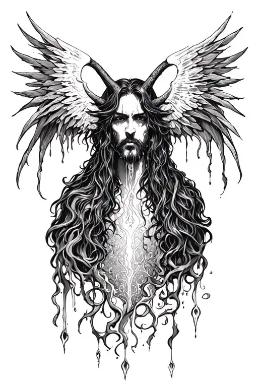 Familiar going to heaven and Lucifer's last tear tattoo design idea
