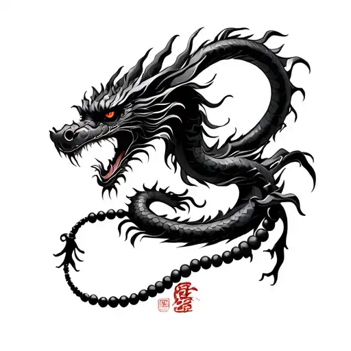 chineese dragon warped around praying beads tattoo design idea