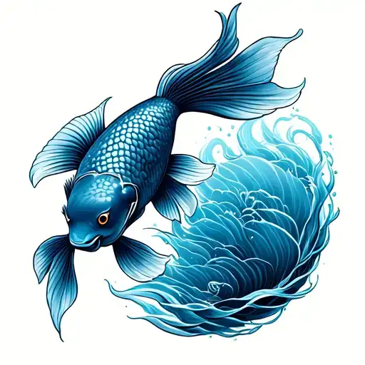 Blue Koi Fish tattoo design idea