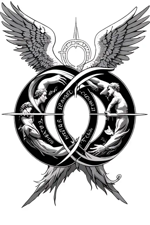 Arch Angel Sigils of Uriel, Michael, Raphael, and Raquael with Philippians chapter 4 intertwining them tattoo design idea