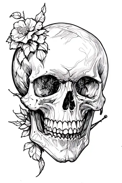 skull soft shading tattoo design idea