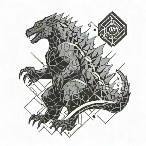 Godzilla and anime tattoo design idea