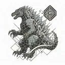 Godzilla and anime tattoo design idea