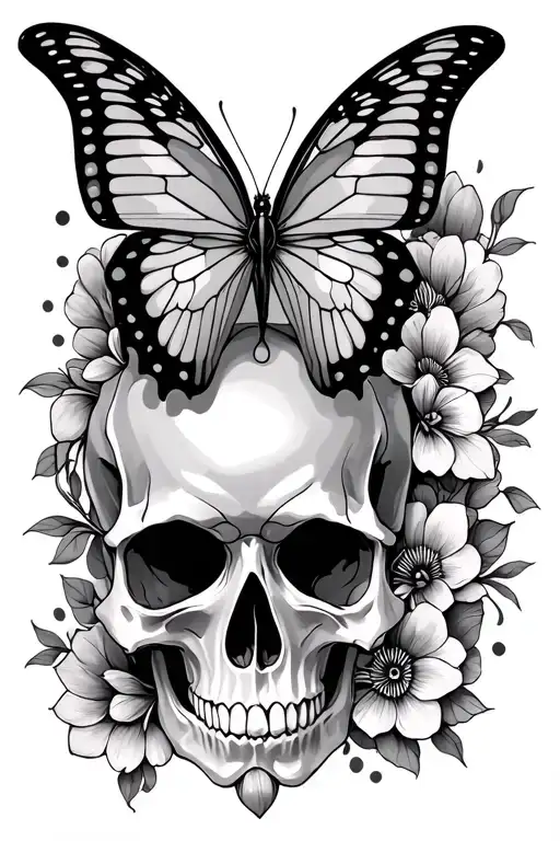 butterfly skull mandala tattoo design idea