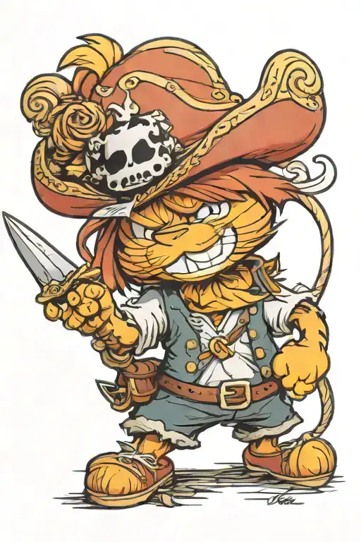 Garfield as straw hat pirate tattoo design idea