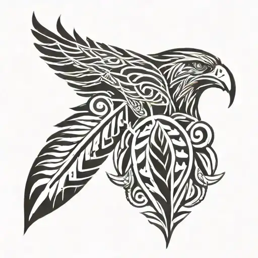 eagle feather and bear paw together tattoo design idea