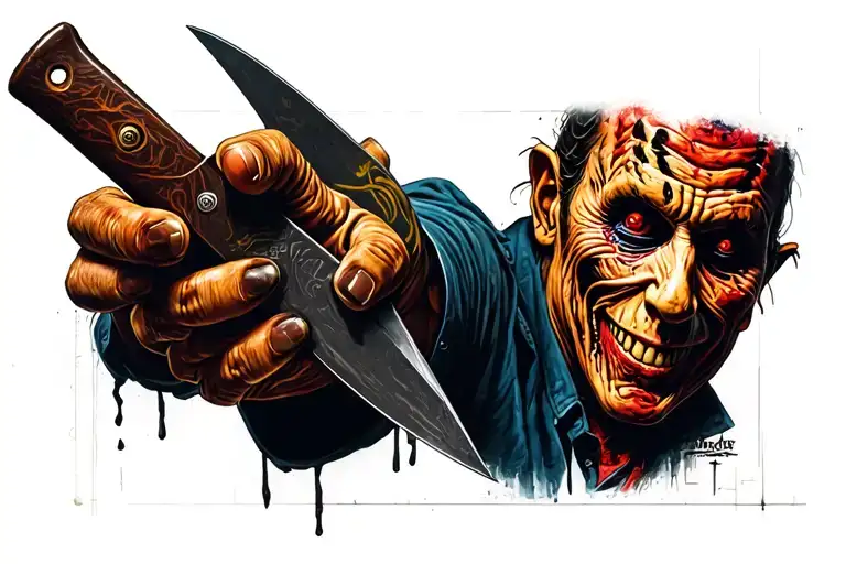 freddy krueger show his blade tattoo design idea
