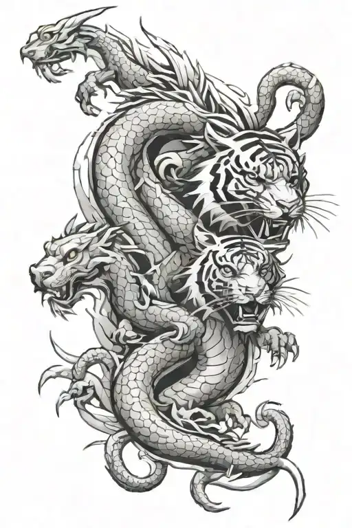 dragon and tiger tattoo design idea
