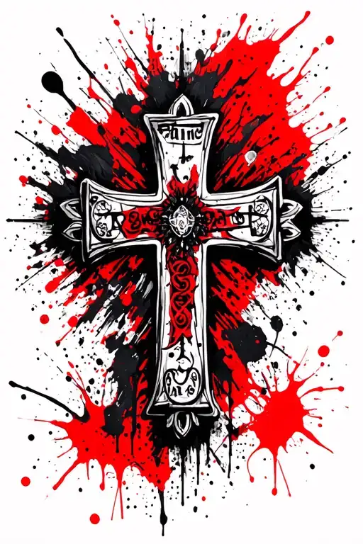 cross tattoo with Psalms 91 letters tattoo design idea
