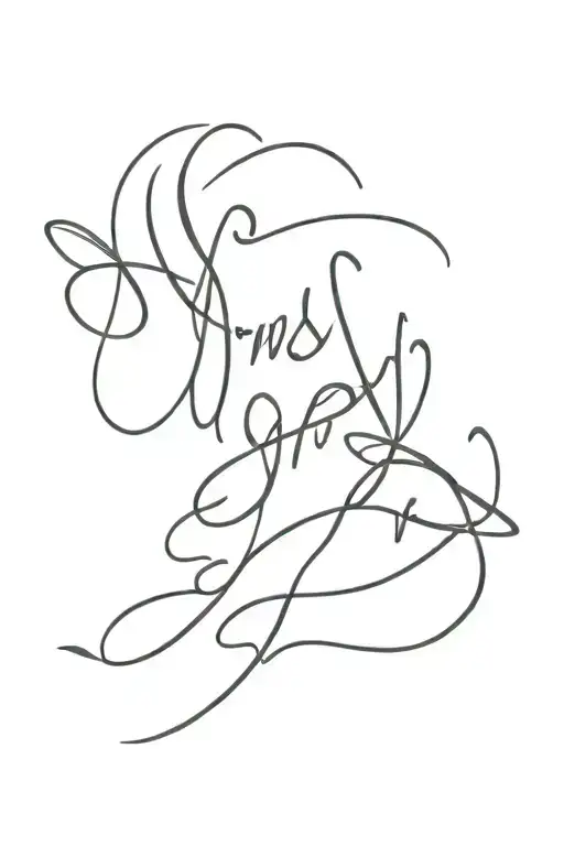 horizontal cursive text with a lightning bolt intertwined tattoo design idea