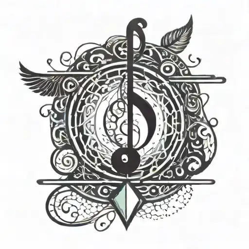 Balanced scales with a musical note tattoo design idea