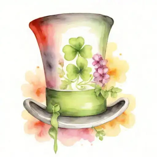 clovers, black top hat Irish heritage tattoo design idea