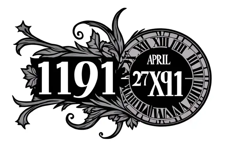april 27, 1991 roman numerals tattoo design idea