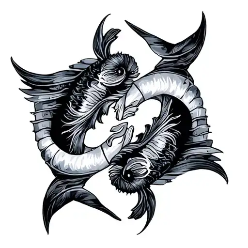 sagittarius and Pisces symbol intertwined tattoo design idea