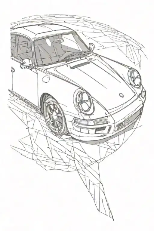 Simple linework of a Porshce 911 with no shading or black tattoo design idea