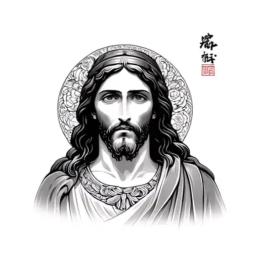 Jesus In Japanese tattoo design idea