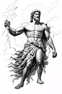 Zeus holding a lightning bolt tattoo design idea