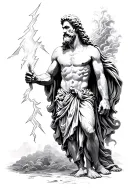 Zeus holding a lightning bolt tattoo design idea