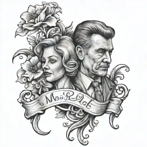 mom and dad memorial tattoo design idea