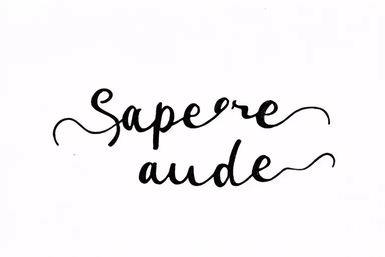 "Sapere aude." simple script writing tattoo design idea