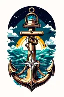 anchor lighthouse compass design tattoo design idea