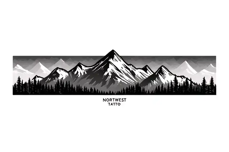 northwest mountain and Seattle  tattoo design idea
