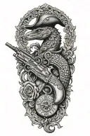 don't tread on me flintlock hessian dragoon pistol tattoo design idea