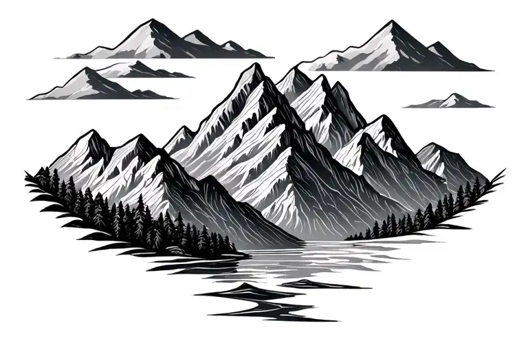 mountain range with paisley pattern tattoo design idea
