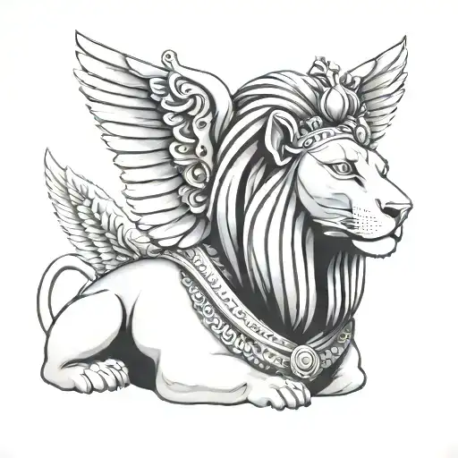 sphinx of giza with lion face tattoo design idea