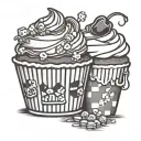 cupcake with cherry checkered popcorn bucket tattoo design idea
