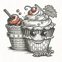 cupcake with cherry checkered popcorn bucket tattoo design idea